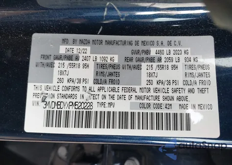 2023 Mazda Cx-30 2.5 Turbo Premium z USA, uszkodzony, nr VIN 3MVDMBDYXPM520228